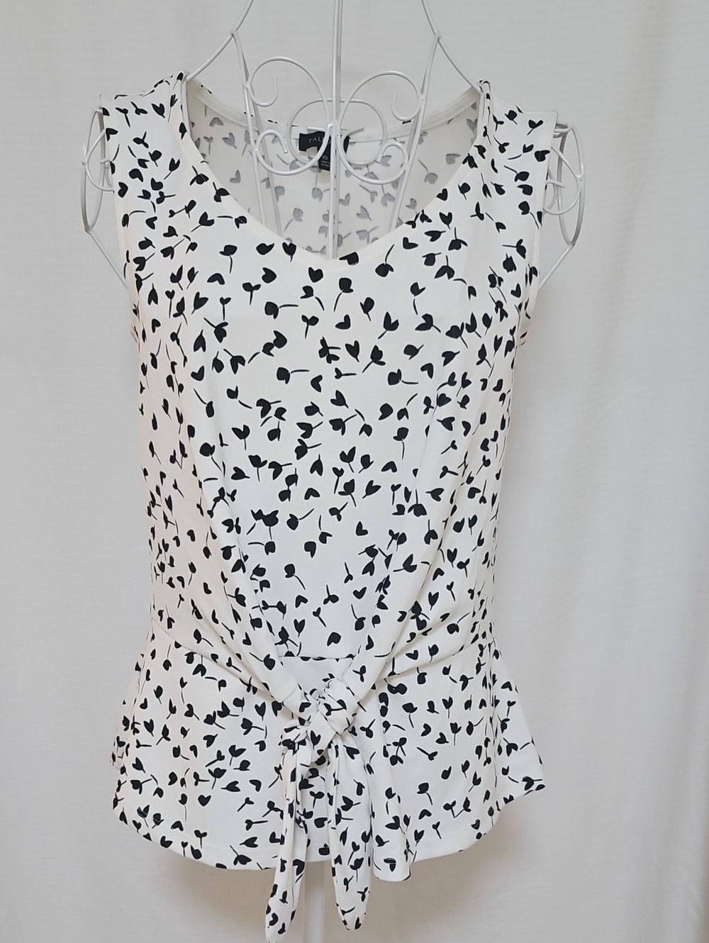 Talbots Black and White Floral Tie-Waist Camisole
